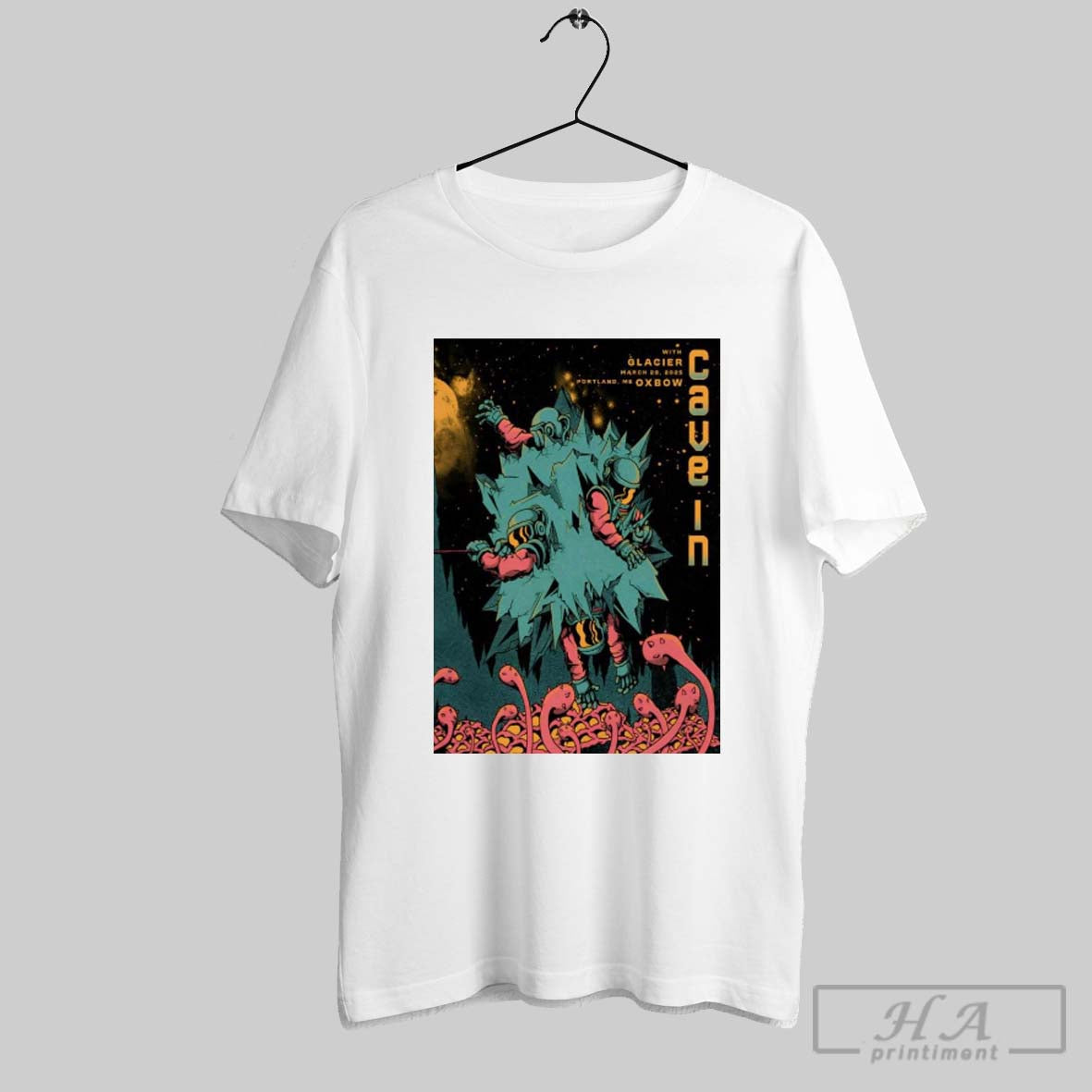 Official Poster Cave In March 28th 2025 Portland Me Tour T Shirt