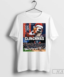 Official Poster Detroit Tigers October Baseball Is Back For The Tigers Merry Clinchmas T-shirt