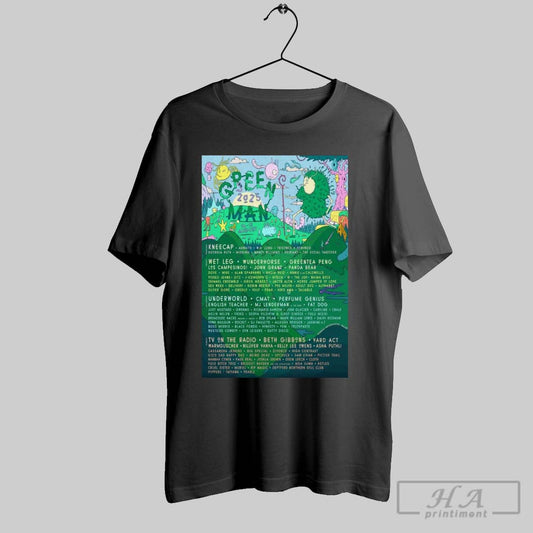 Official Poster Green Man Festival 14 17 August 2025 Bannau Brycheiniog Wales Kneecap Wet Leg Underworld T Shirt