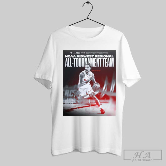 Official Poster Houston Cougars Basketball 2025 Ncaa Midwest Regional All Tournament Team Milos Uzan T Shirt