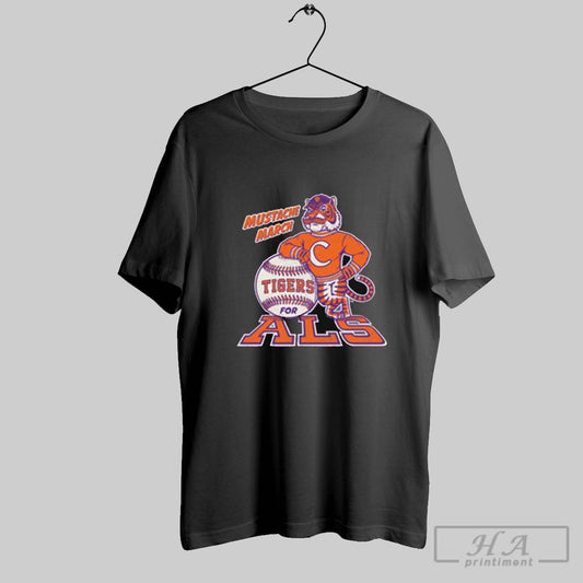 Official Poster Mustache March Clemson Tigers Baseball For Als Awareness 2025 T Shirt