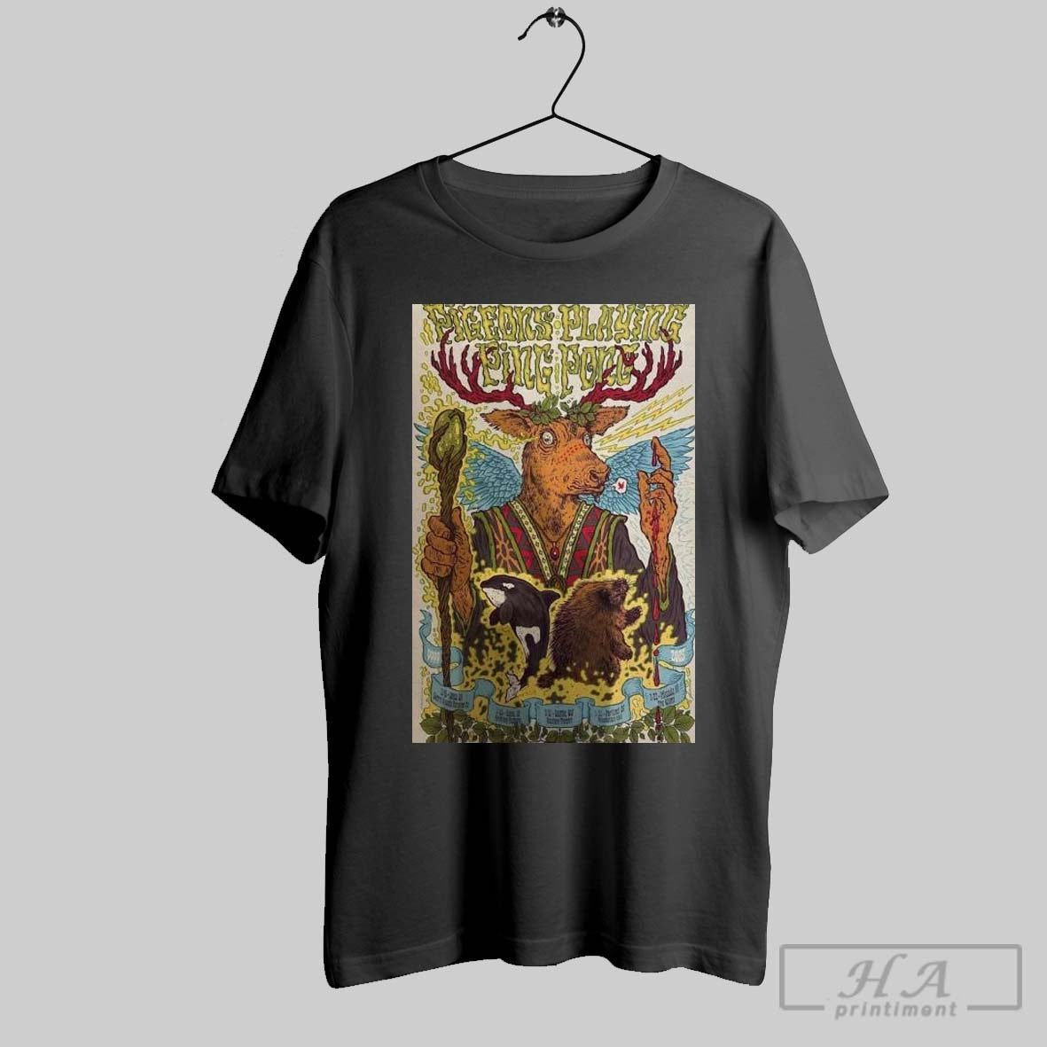 Official Poster Pigeons Playing Ping Pong Portland Or March 22 2025 Tour T Shirt