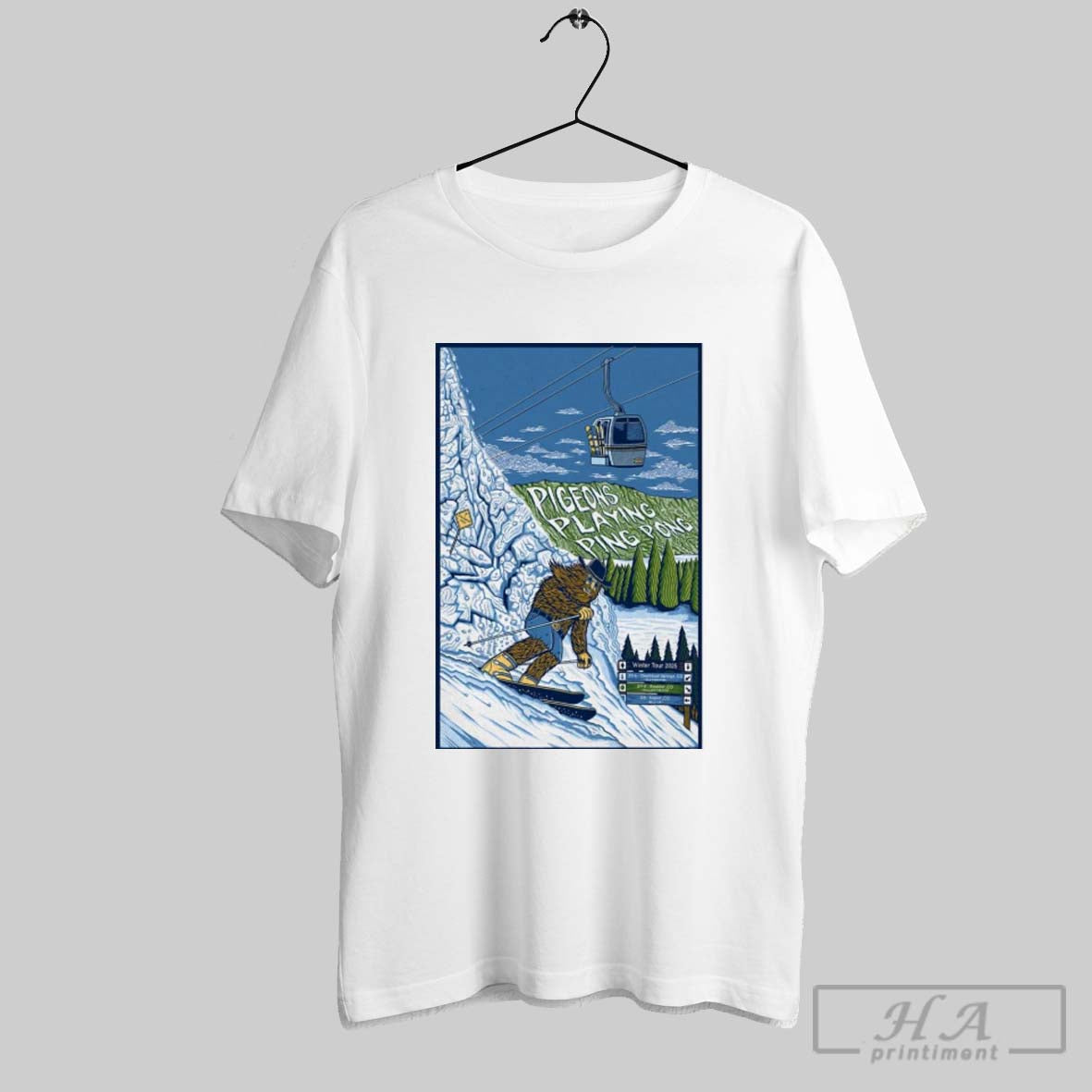 Official Poster Pigeons Playing Ping Pong Winter Tour March 2025 T Shirts