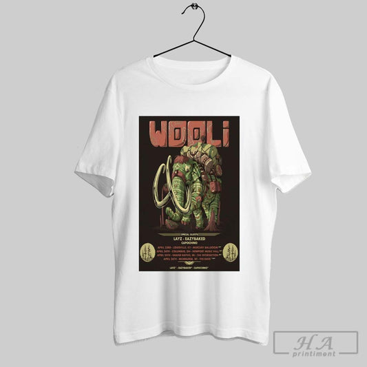 Official Poster Tour Apr 2025 Wooli Special Guests Layz Eazybaked Capochino April 23rd Louisville Ky Mercury Ballroom T Shirt