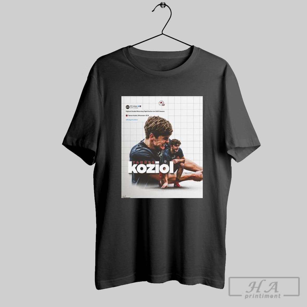 Official Poster Wisconsin Badgers Football Tanner Koziol Highest Graded Returning Te For The 2025 Season Pff College T Shirt