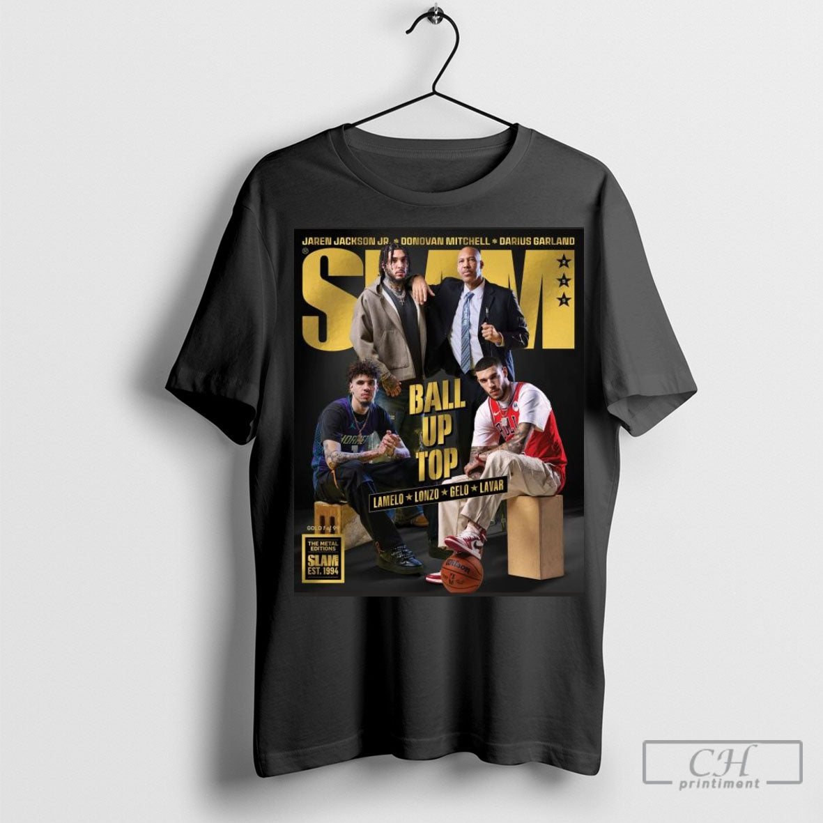 Official Slam 2025 Ball Up Top Gold Metal Lamelo Lonzo Liangelo Lavar Shirt Sweatshirt Poster
