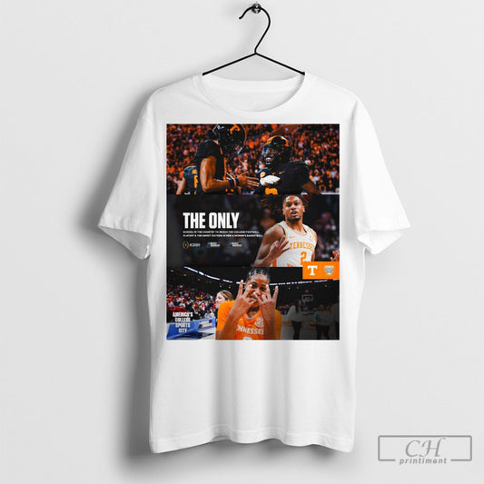 Official Tennessee Athletics The Only School In The Country To Reach The College Football Playoff And The Sweet Sixteen In Men Poster T Shirt Hoodie