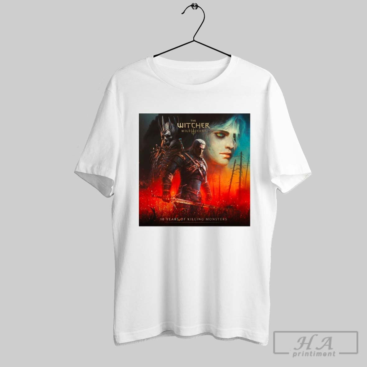 Official The Witcher Wild Hunt 10 Years Of Killing Monsters 2025 Poster T Shirt