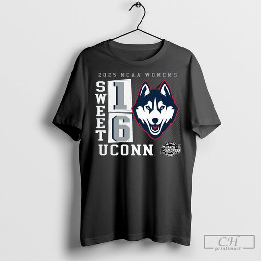 Official Uconn Huskies 2025 Ncaa Womens Basketball Tournament March Madness Sweet 16 Shirt Hoodie