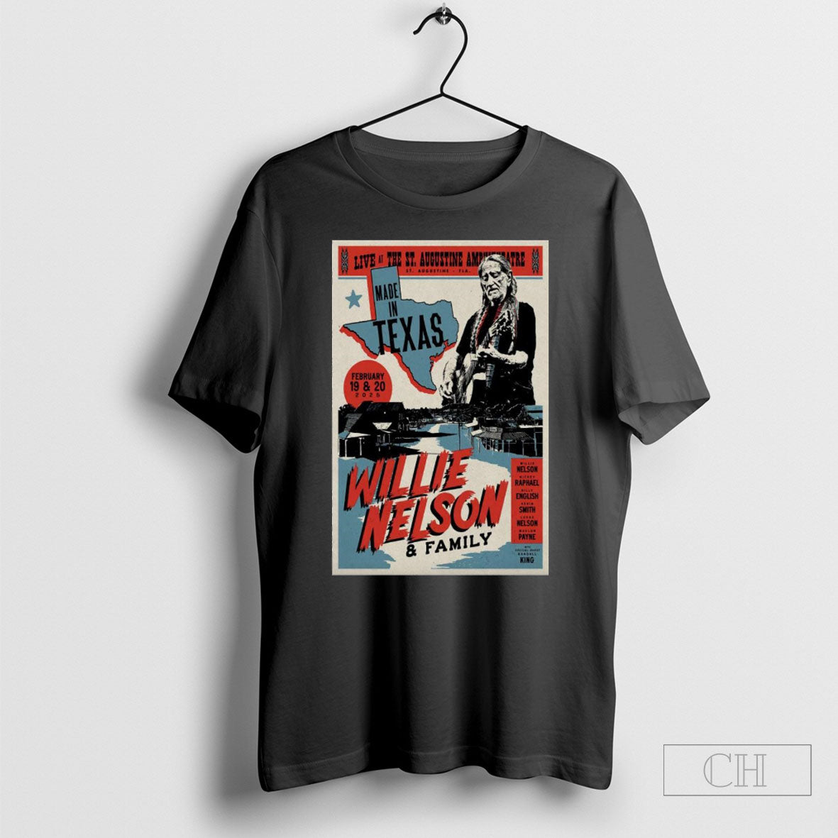 Official Willie Nelson And Family Feb 19 20 2025 St Augustine Amphitheatre Fl Poster Shirts
