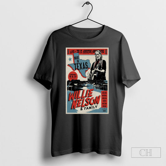 Official Willie Nelson And Family Feb 19 20 2025 St Augustine Amphitheatre Fl Poster Shirts