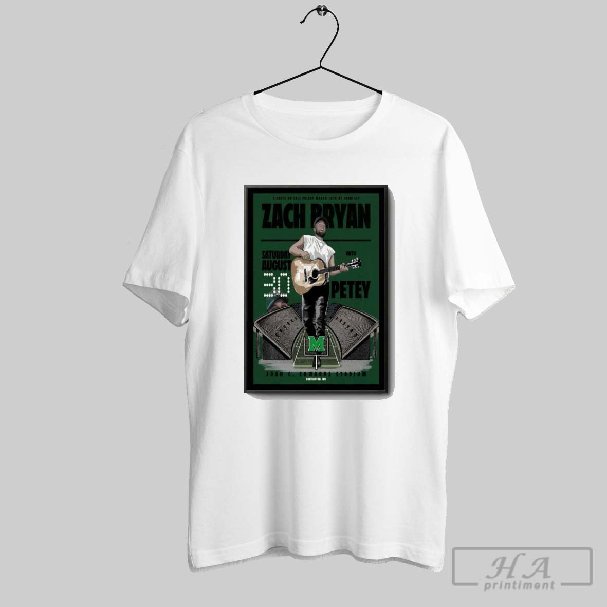 Official Zach Bryan Marshall University 3 28 25 Huntington Wv Show Poster Shirt