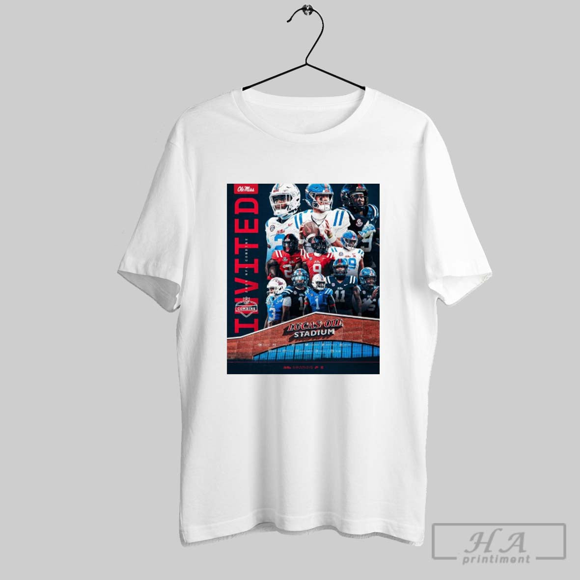 Ole Miss Football 11 Rebels Invited To The 2025 Nfl Scouting Combine Lucas Oil Stadium Poster T Shirt