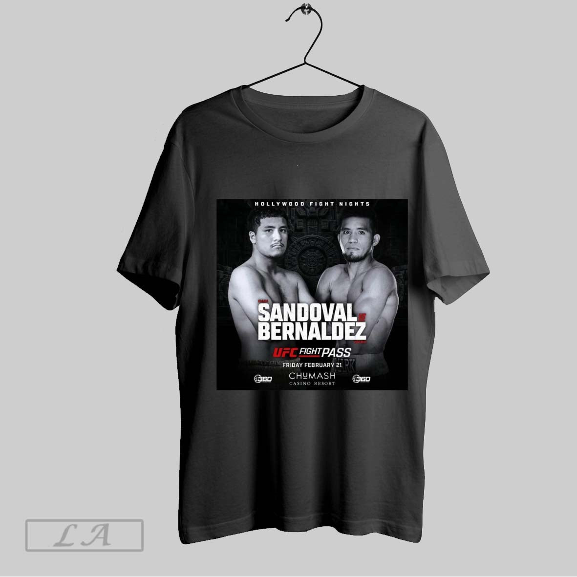 Original Hollywood Fight Night Cain Sandoval Vs Mark Bernaldez Ufc Fight Pass Fri Feb 21 2025 Poster T Shirt Sweatshirt Tee Shirt