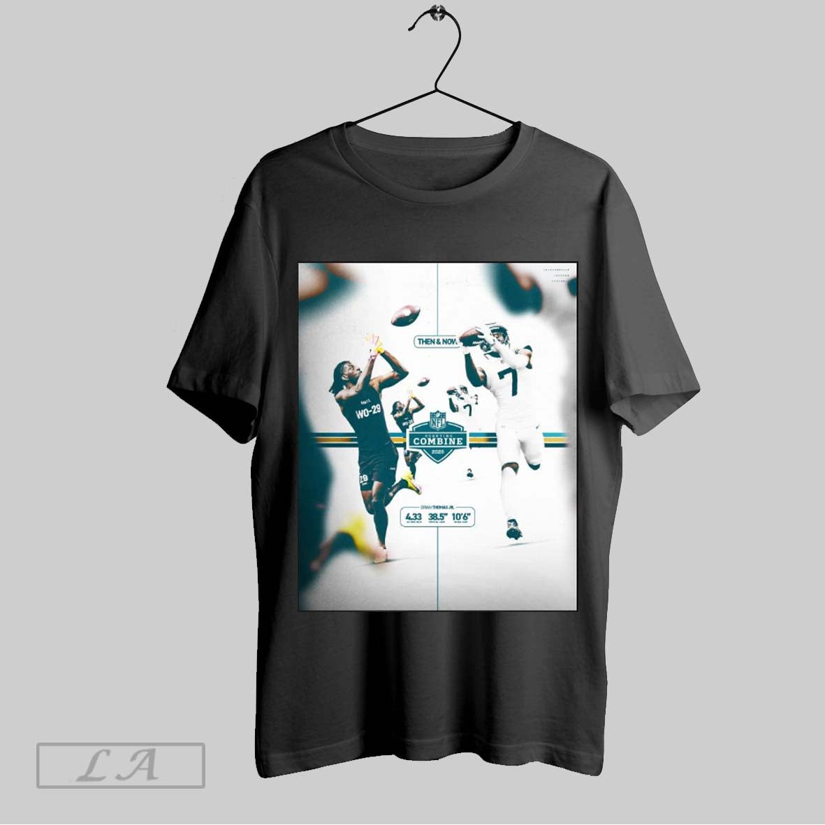 Original Jacksonville Jaguars Then And Now Nfl Scouting Combine 2025 Brian Thomas Jr 4 33 40 Yard Dash Poster T Shirt Sweatshirt Hoodie Shirt