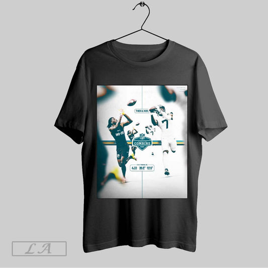 Original Jacksonville Jaguars Then And Now Nfl Scouting Combine 2025 Brian Thomas Jr 4 33 40 Yard Dash Poster T Shirt Sweatshirt Hoodie Shirt
