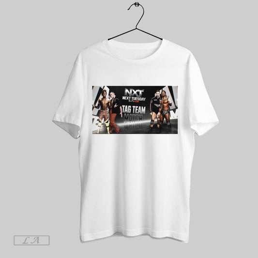 Original Nxt Next Tuesday Tag Team Match Ricky Saints And Jevon Evans Vs Ethan Page And Wes Lee Wwe 2025 Poster T Shirt Sweatshirt Tee Shirt