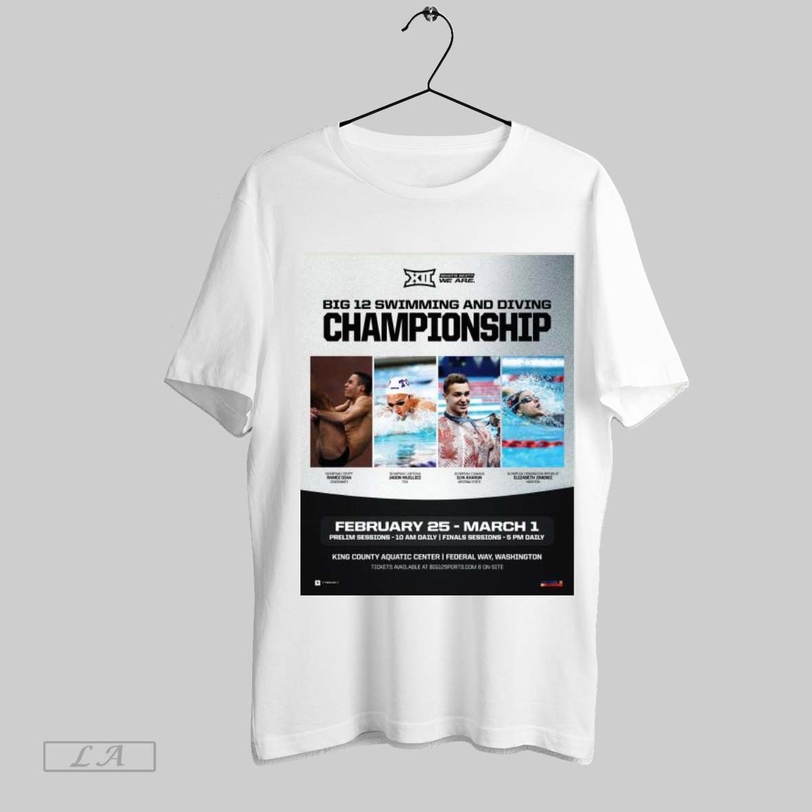 Original Poster Big 12 Swimming And Diving Championship Feb 26 To March 1 2025 King County Aquatic Center Washington T Shirt Sweatshirt Tee Shirt