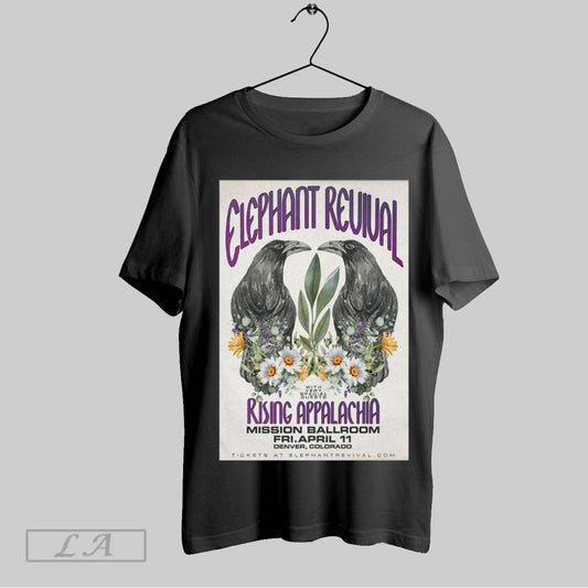 Original Poster Elephant Revival Rising Appalachia In Denver Colorado Friday April 11 2025 Event T Shirt Sweatshirt Hoodie Shirt
