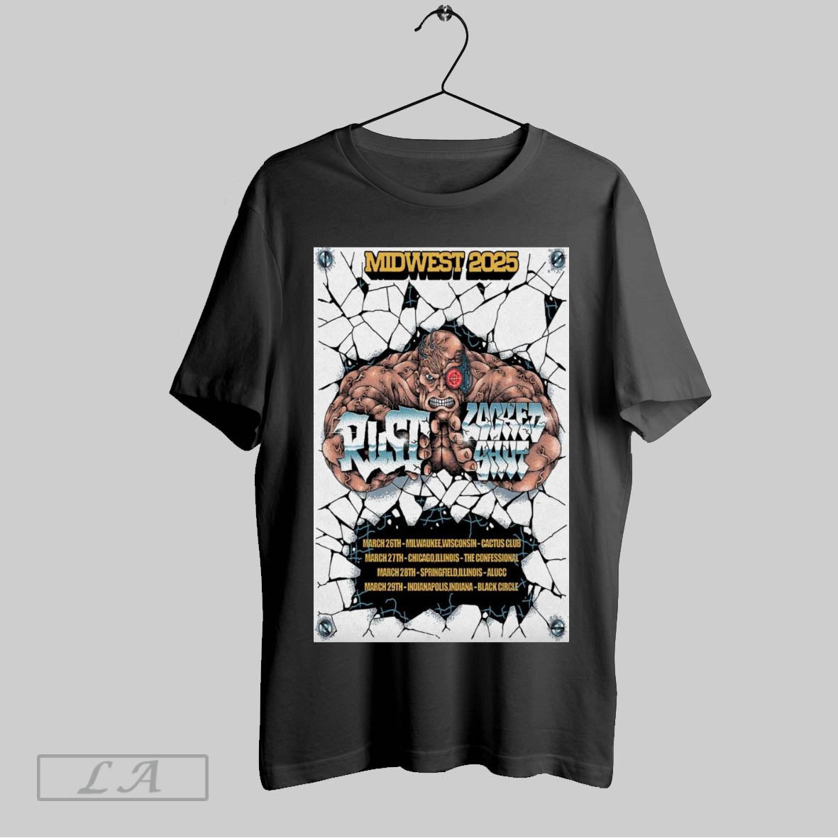 Original Poster Rust And Locked Shut Midwest Tour March 26th 29th 2025 T Shirt Sweatshirt Tee Shirt