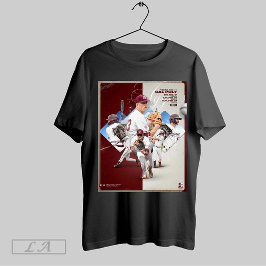 Original Poster Texas Am Aggies Vs Cal Poly Mustangs Baseball Three Game Set On Deck T Shirt Sweatshirt Tee Shirt