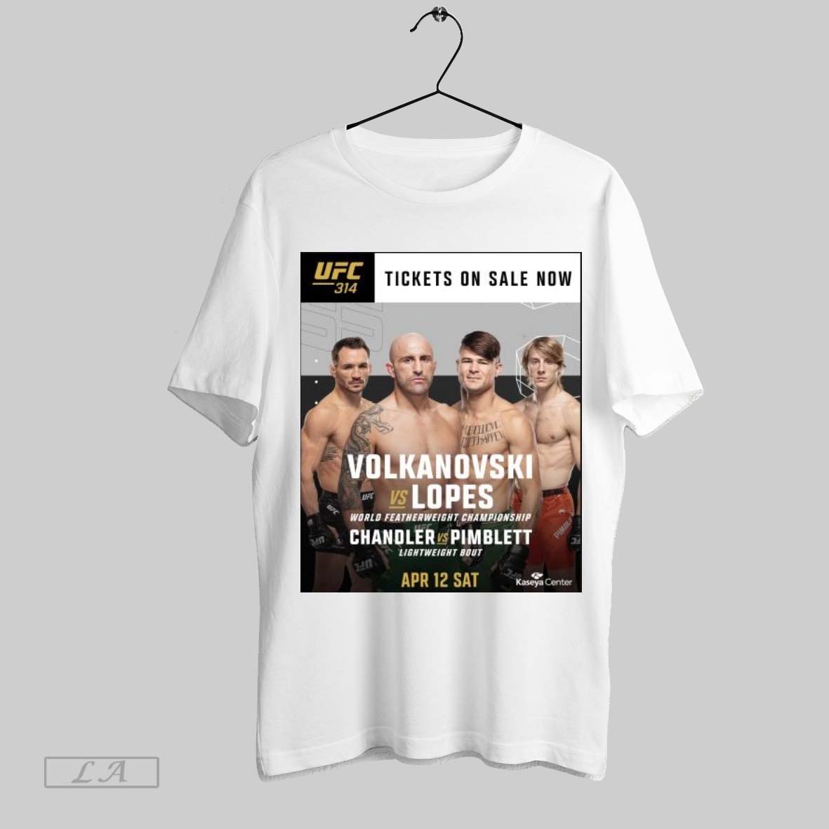 Original Poster Ufc 314 Volkanovski Vs Lopes World Featherweight Championship Chandler Vs Pimblett April 12 2025 T Shirt Sweatshirt Tee Shirt