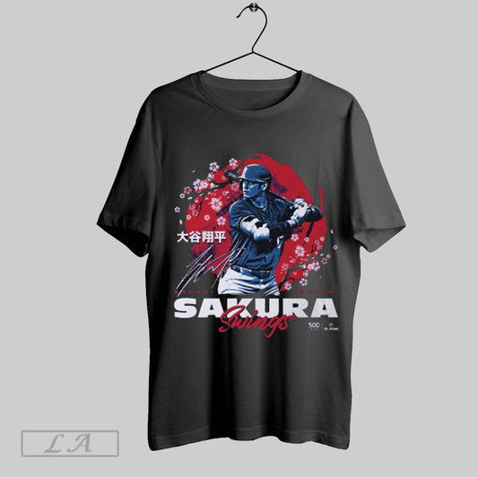 Original Shohei Ohtani Los Angeles Dodgers Sakura Swings Cherry Blossoms Mlb Baseball Signature T Shirt Sweatshirt Hoodie Shirt