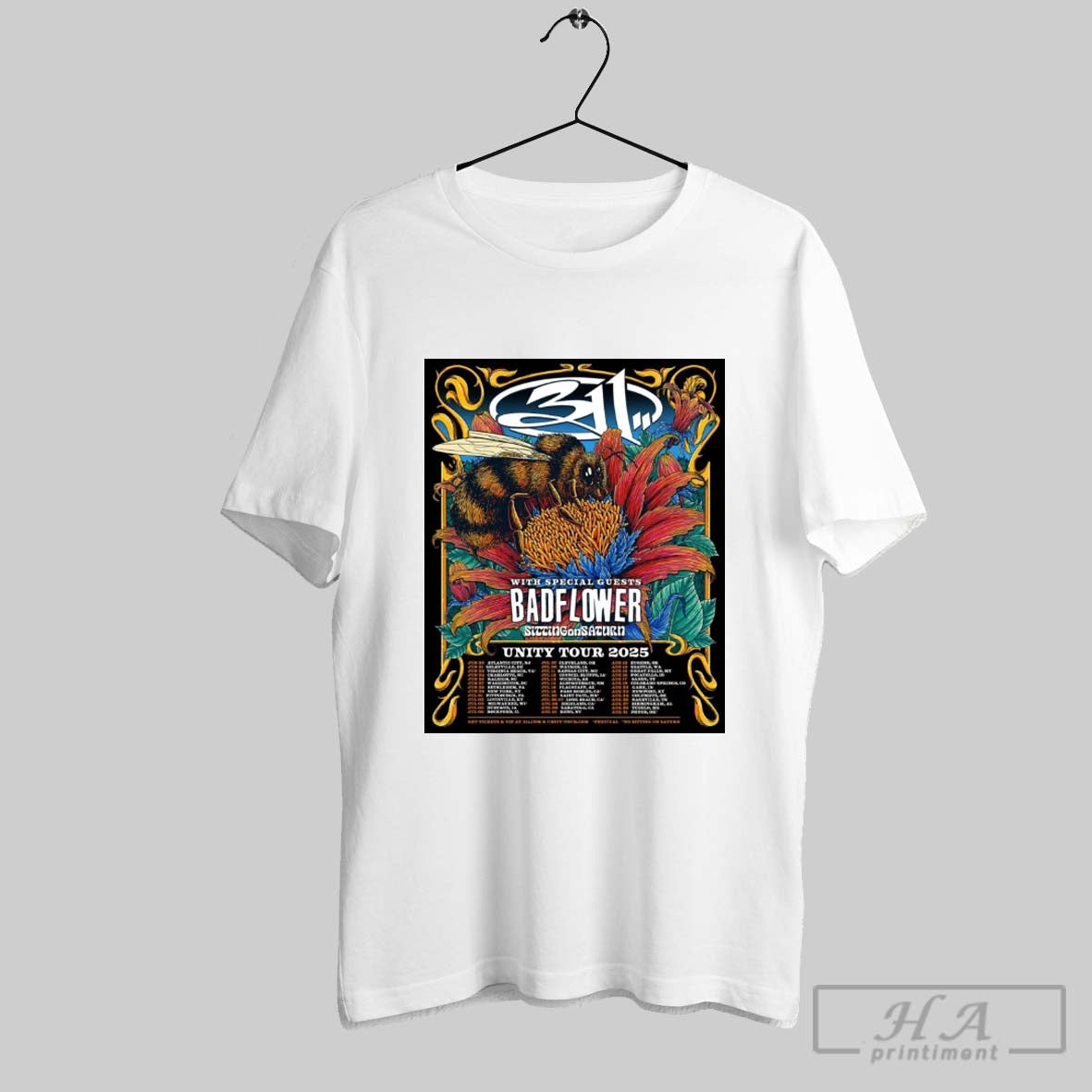 Poster 2025 311 Band Unity Tour With Special Guests Badflower Sitting On Saturn June 20 Atlantic City Nj T Shirt
