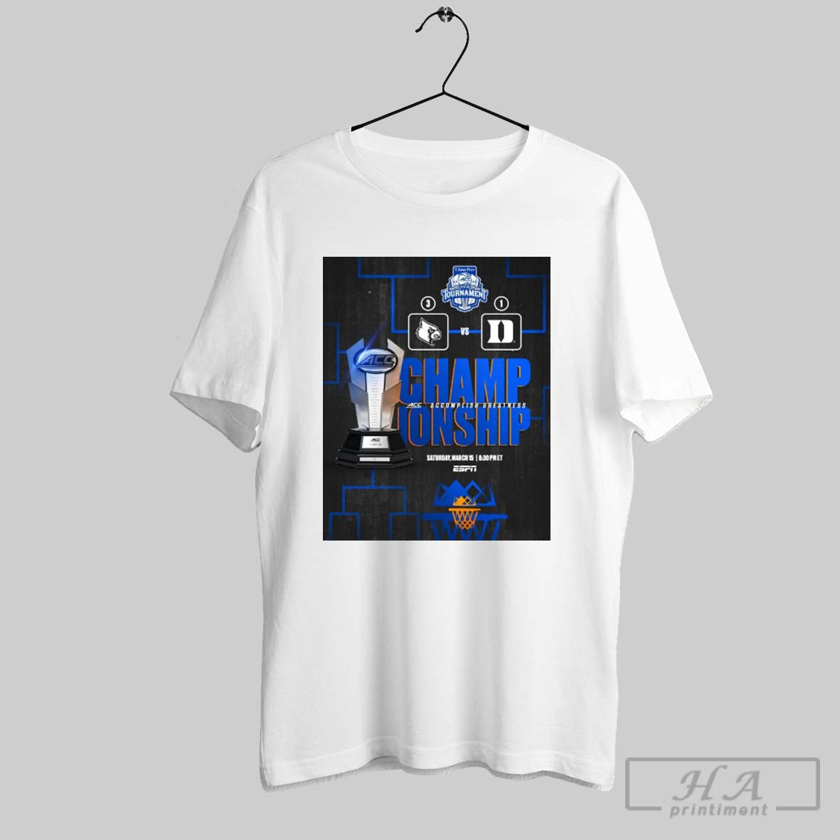 Poster Acc 2025 Mens Tournament Championship Louisville Cardinals Vs Duke Blue Devils March 15 2025 T Shirt