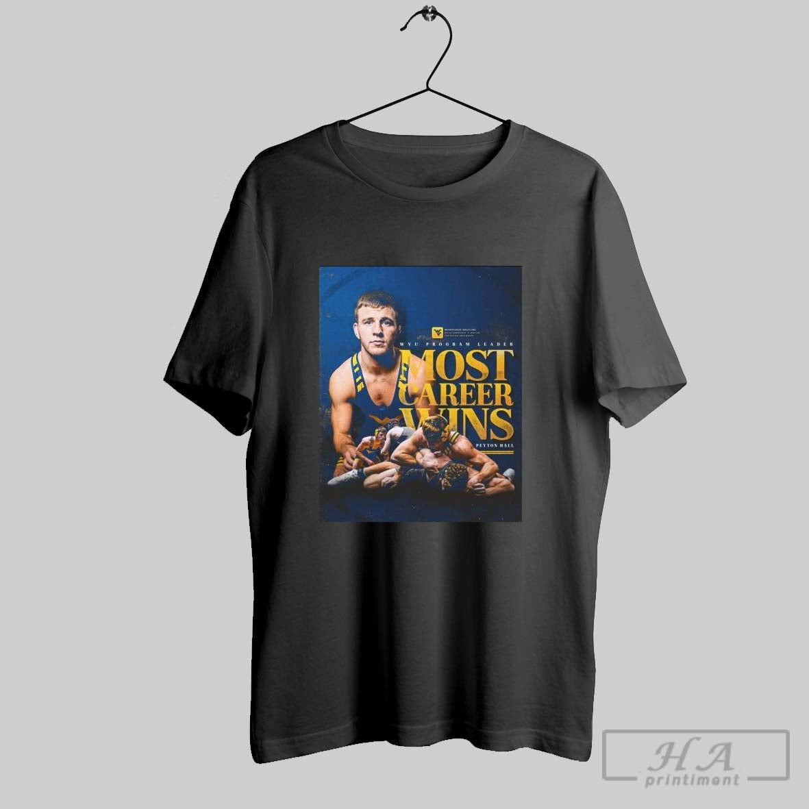 Poster All Alone At The Top Peyton Hall West Virginia Mountaineers Program Leader Most Career Wins T Shirt