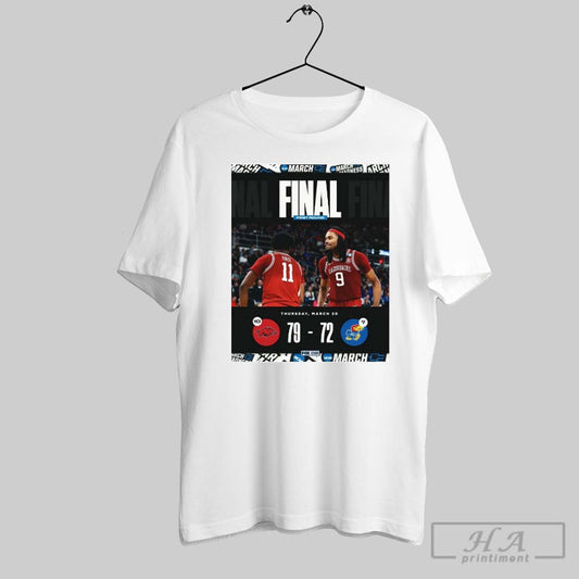 Poster Arkansas Razorbacks 79 72 Kansas Jayhawks Final Score Ncaa March Madness March 20 2025 T Shirt