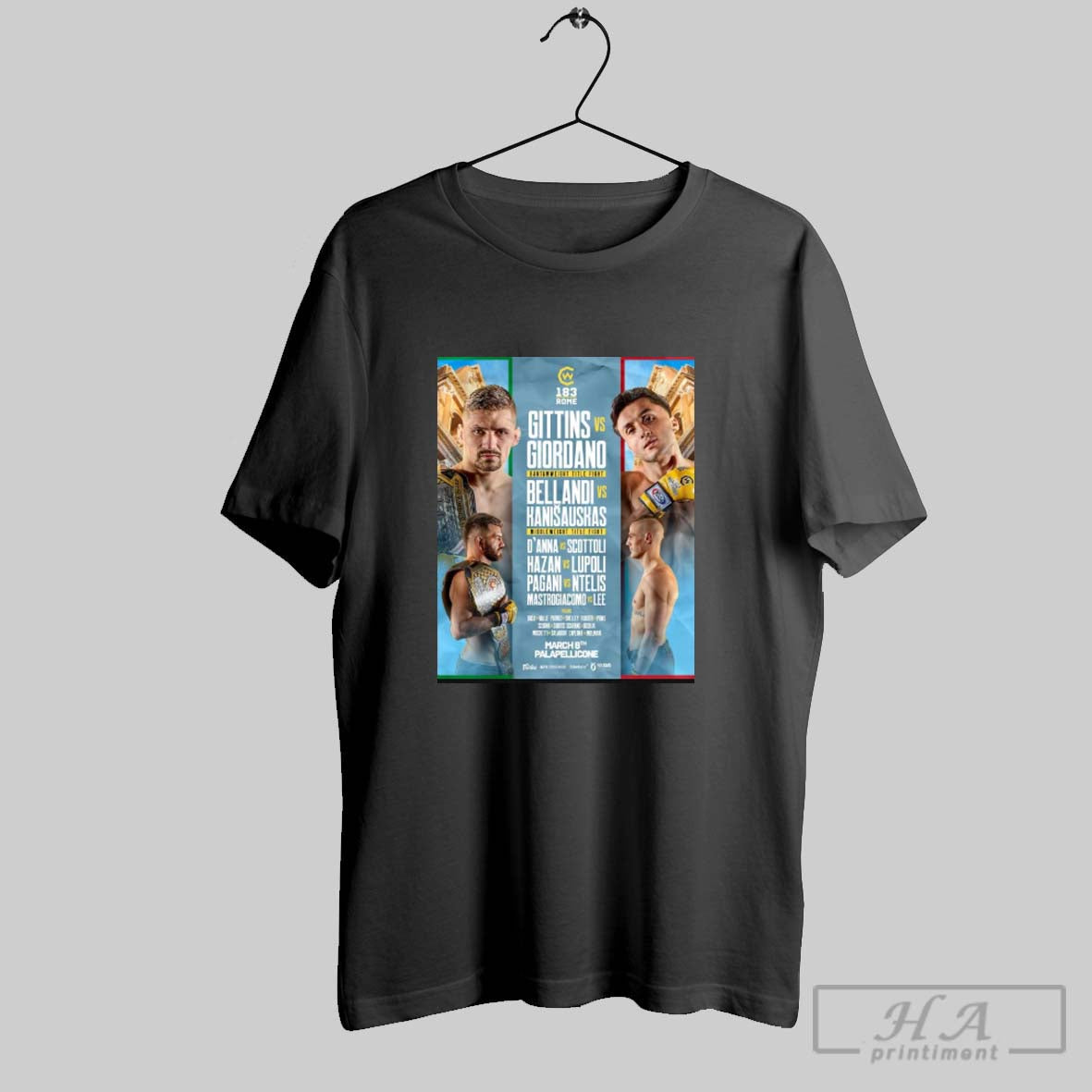 Poster Cw183 Rome Gittins Vs Giordano Bellandi Vs Kanisauskas March 8th 2025 Palapellicone T Shirt