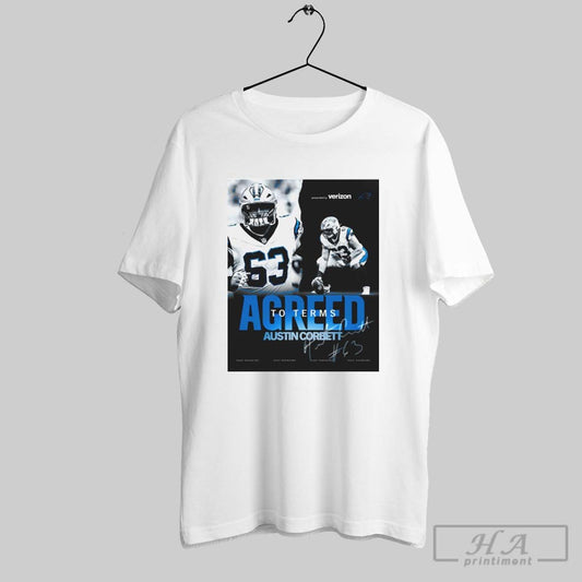 Poster Carolina Panthers Football Nfl Agree To Terms With Austin Corbett Keep Pounding Signature T Shirt