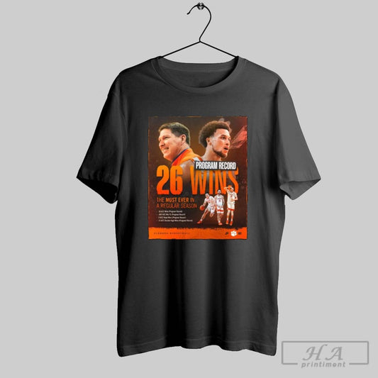 Poster Clemson Tigers Basketball Program Record 26 Wins The Most Ever In A Regular Season T Shirt