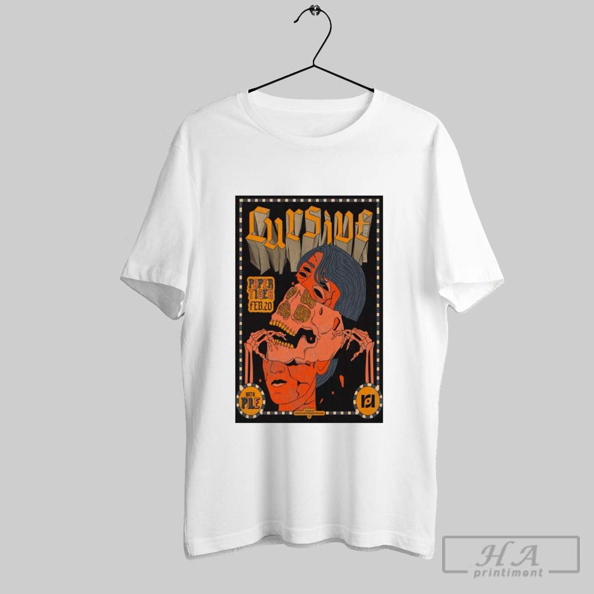 Poster Cursive February 20 2025 Paper Tiger In San Antonio Tx With Pile T Shirt
