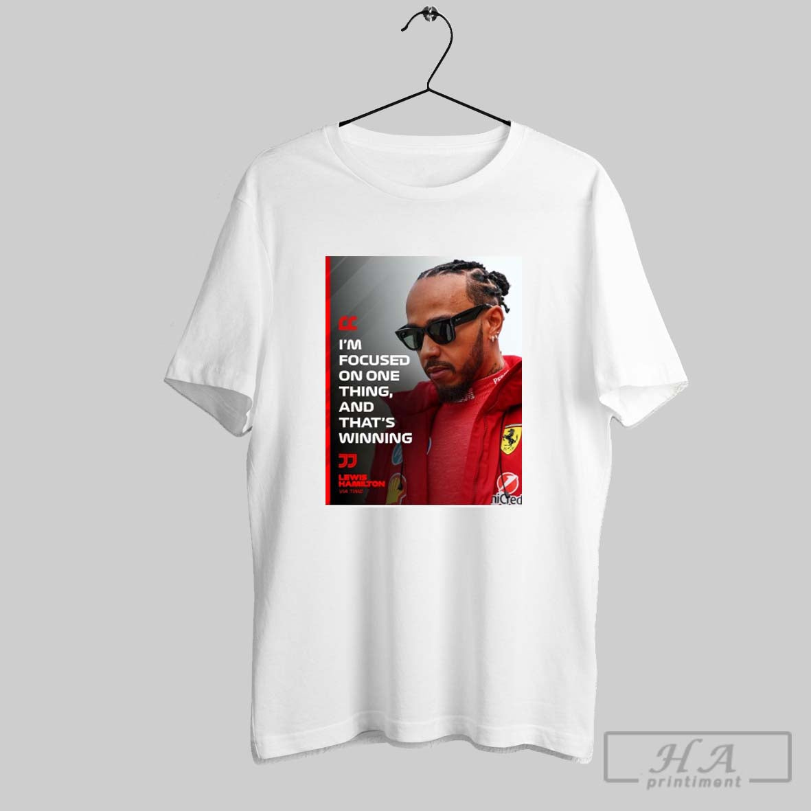 Poster Formula 1 Lewis Hamilton Im Focused On One Thing And Thats Winning T Shirt