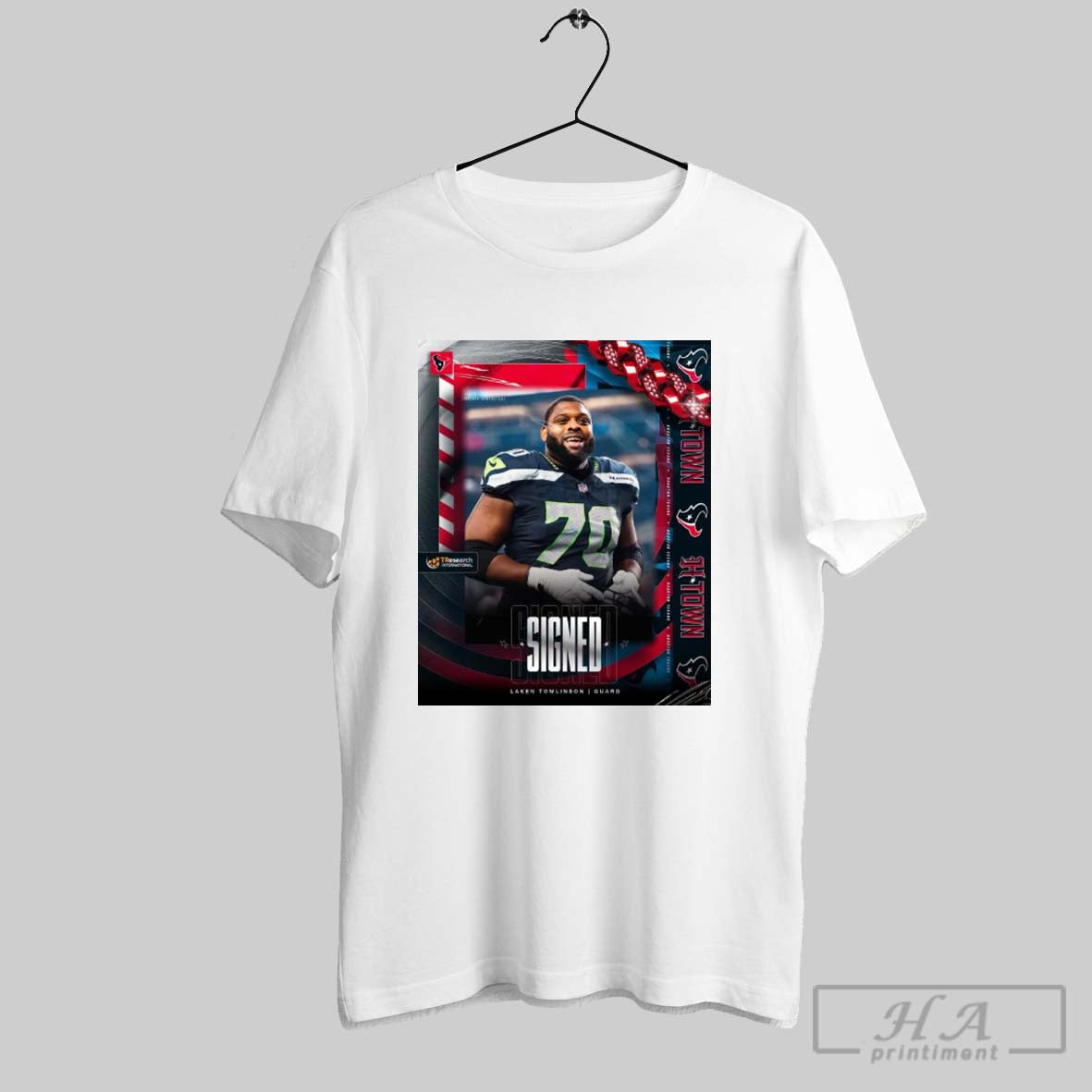 Poster Houston Texans Football Nfl Signed Guard Laken Tomlinson H Town 2025 T Shirt