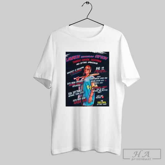 Poster Lauren Gipson Trabuco Canyon California Mlb Softball Ambassador Big 12 Female Athlete Of The Year 2015 Develops Softball Coach T Shirt