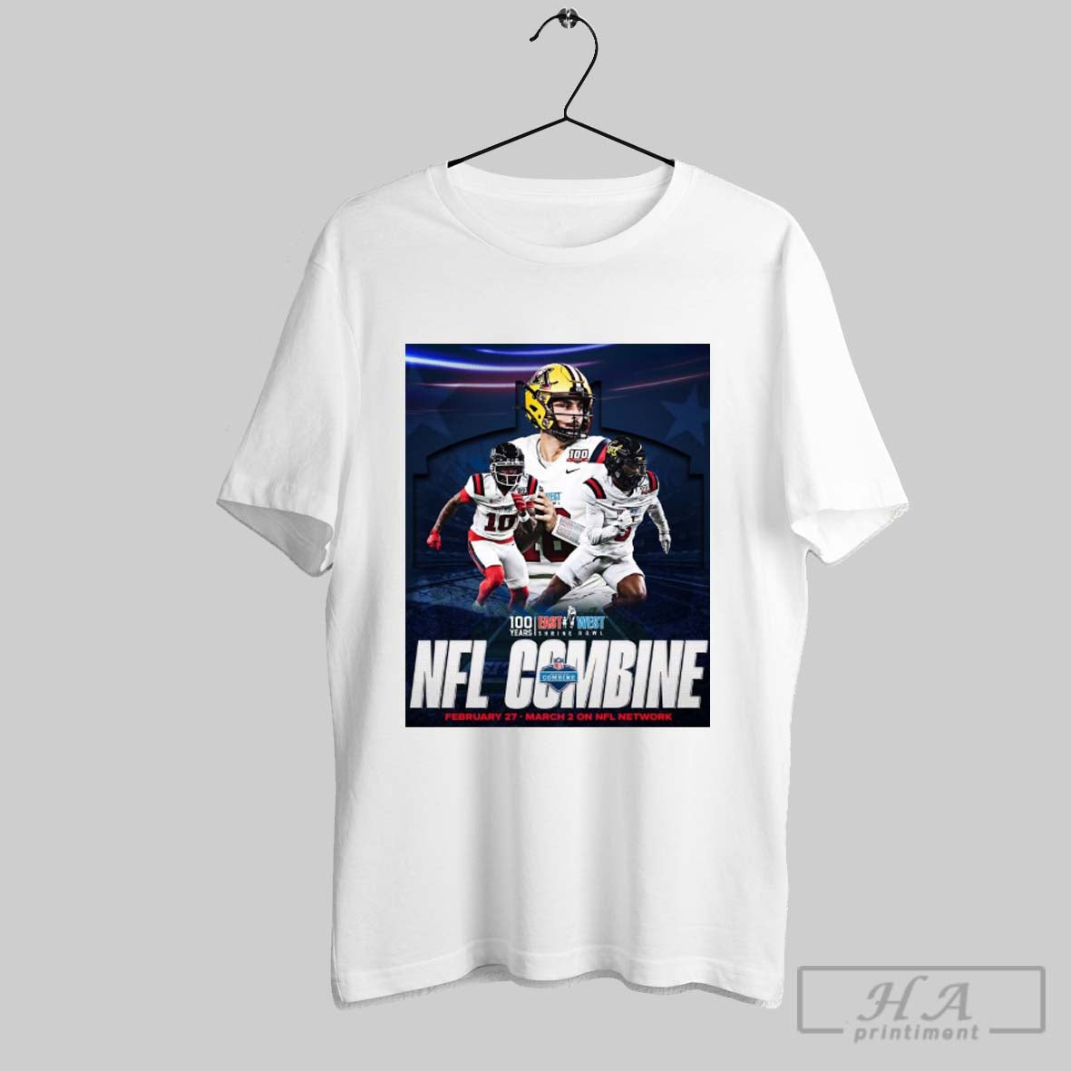 Poster Max Brosmer Marcus Harris 2025 Nfl Scouting Combine 100 Years East West Shrine Bowl T Shirt