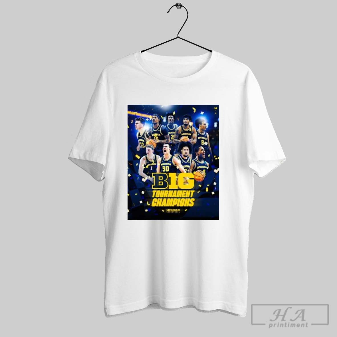 Poster Michigan Wolverines Mens Basketball Win Wisconsin In B1g Tournament Champions 2025 T Shirt