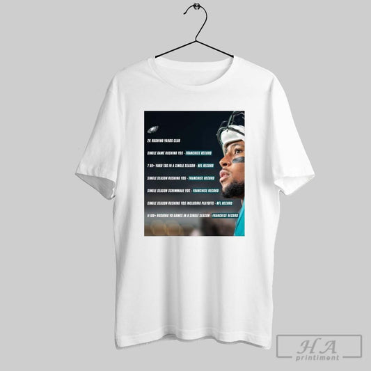 Poster Philadelphia Eagles Nfl Saquon Barkley 2k Rushing Yards Club Single Game Rushing Yards Franchise Record T Shirt