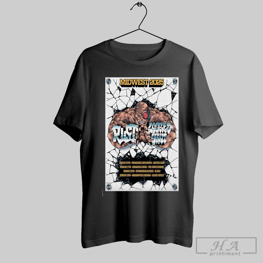 Poster Rust And Locked Shut Midwest 2025 Shows 3 26thmilwaukee Wisconsin Cactus Club 3 37 Chicago T Shirt