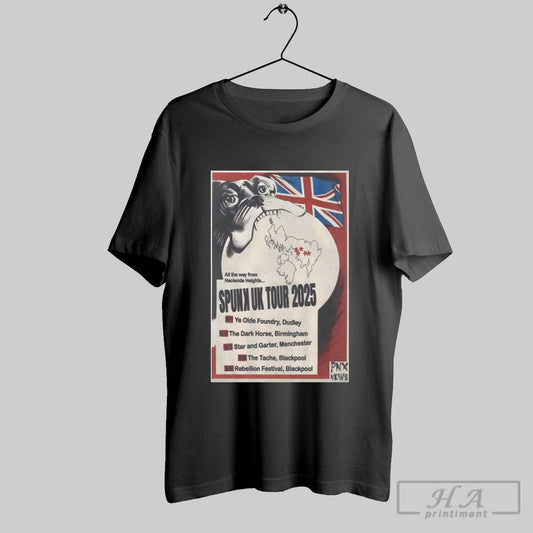 Poster Spunk Uk 2025 Tour All The Way From Hacienda Heights Ye Olde Foundry Dudley The Dark Horse Birmingham T Shirt
