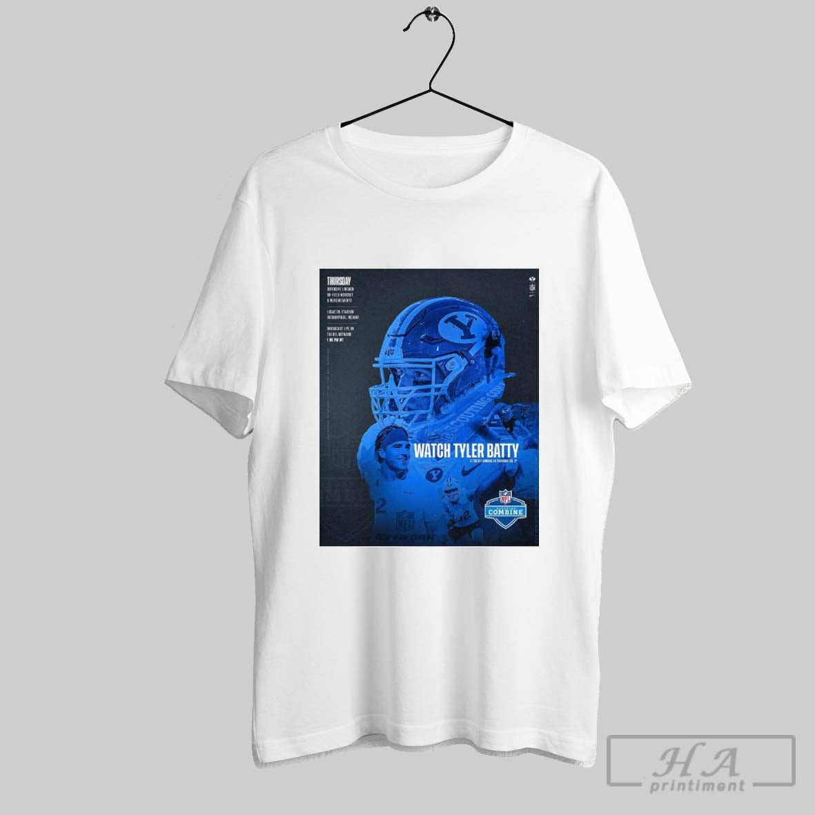 Poster Tyler Batty Byu 2025 Nfl Scouting Combine Thursday Defensive Linemen On Filed Workout Measurements T Shirt