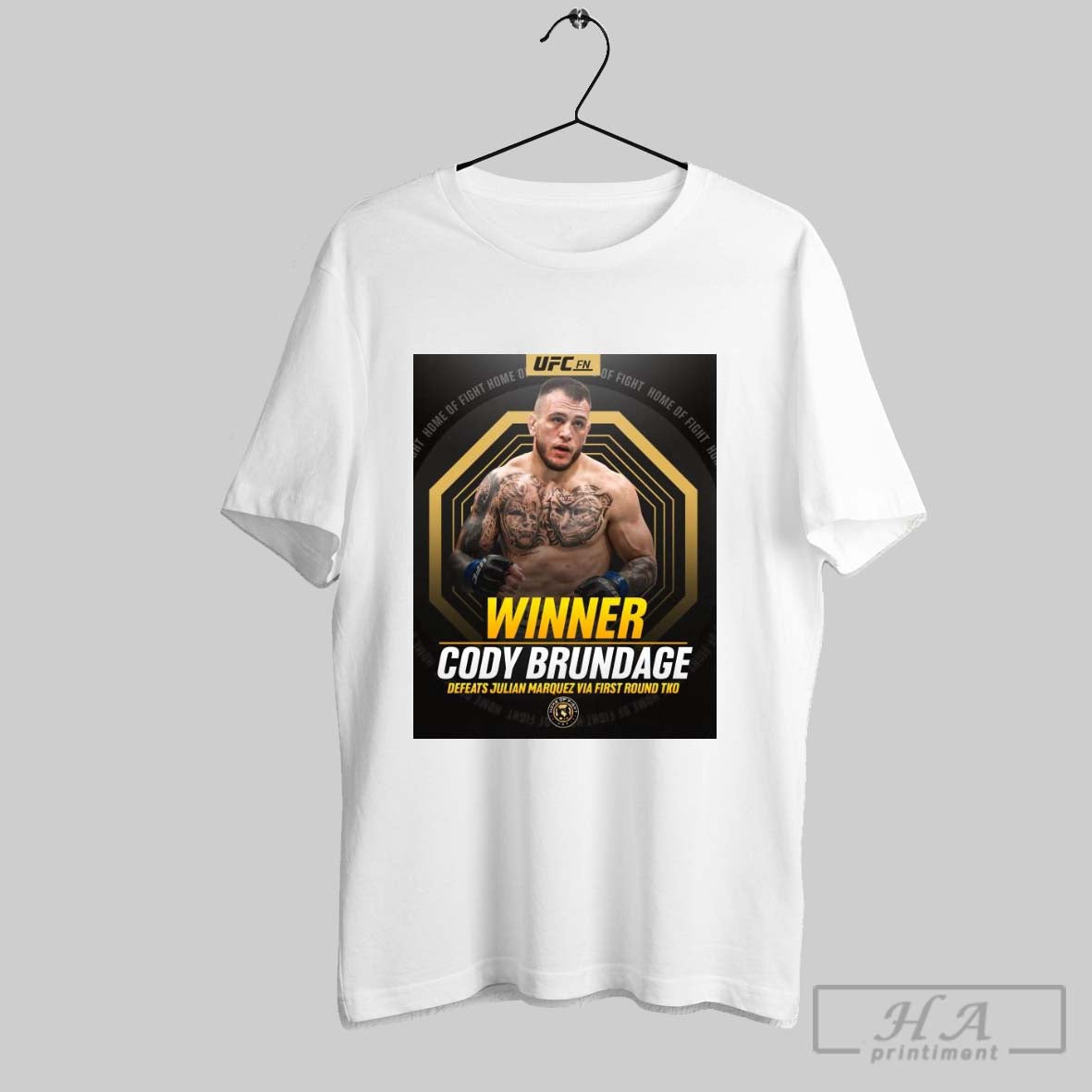 Poster Ufc Fn Winner Cody Brundage Defeats Julian Marquez Via First Round Tko Home Of Fight 2025 T Shirt