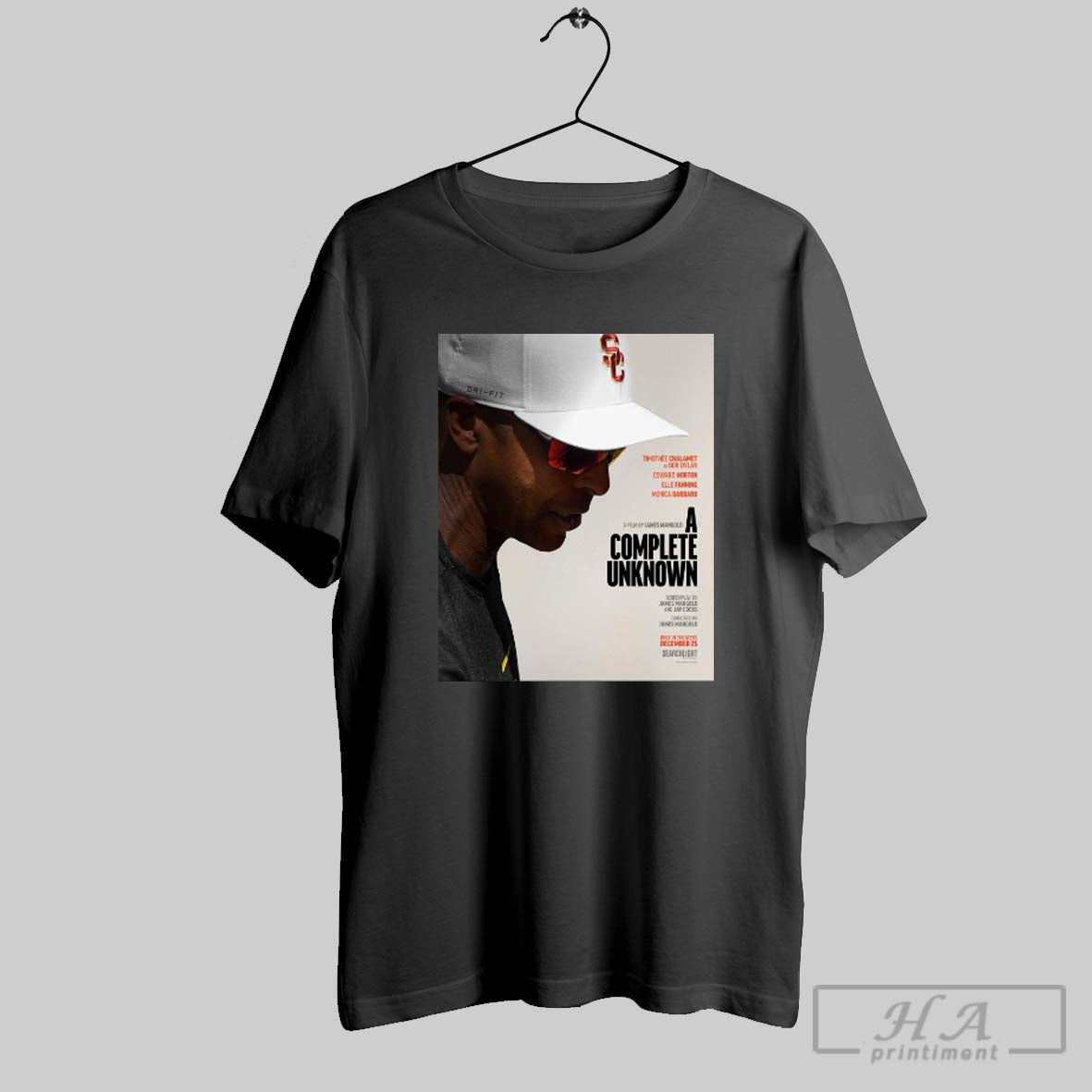Poster Usc Trojans Timothee Chalamet As Bob Dylan A Film By James Mangold A Complete Unknown Dec 25 T Shirt