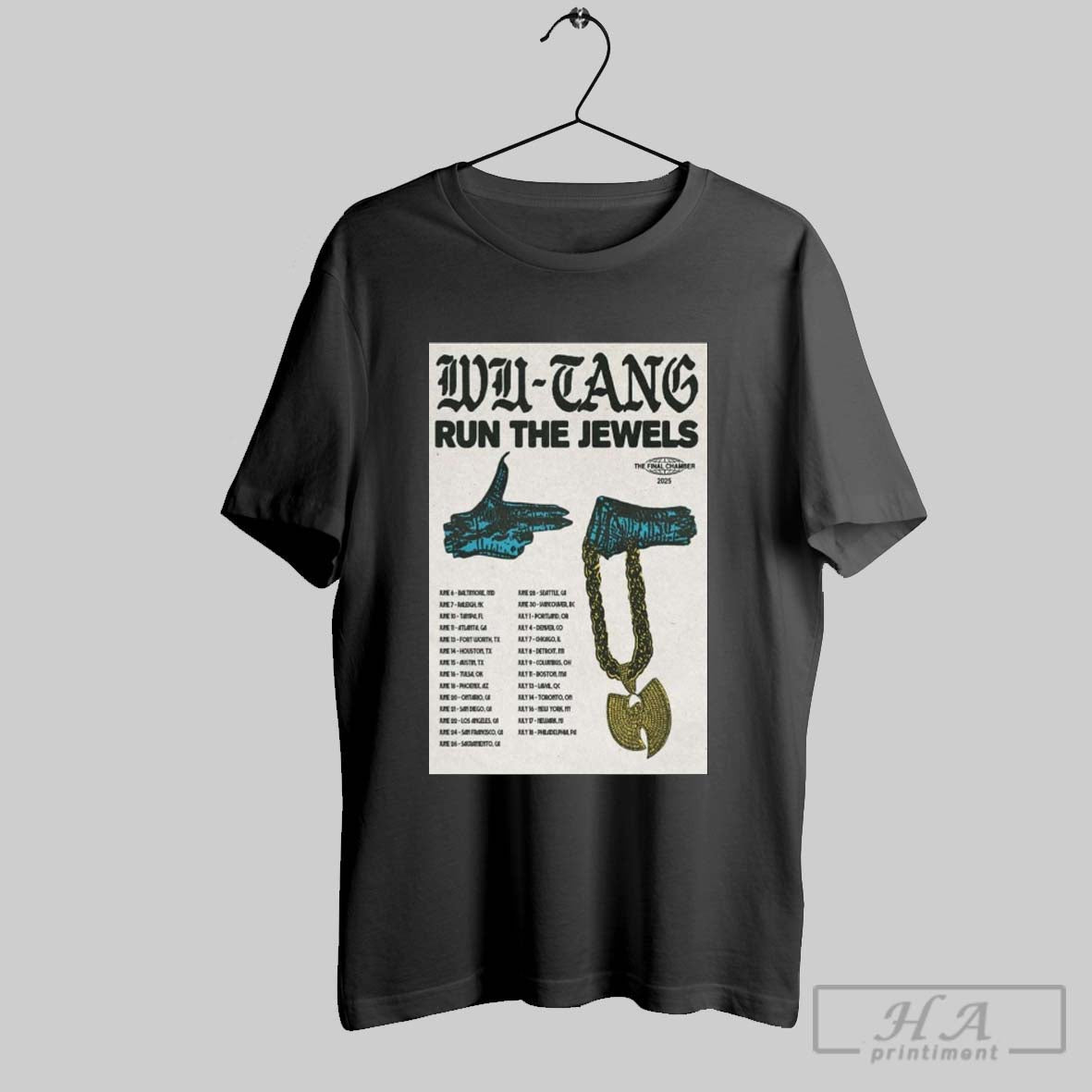 Poster Wu Tang Clan Run The Jewels The Final Chamber 2025 Jun 6 Baltimore Md Jun 7 Raleigh Nc Jun Tampa Fl T Shirt