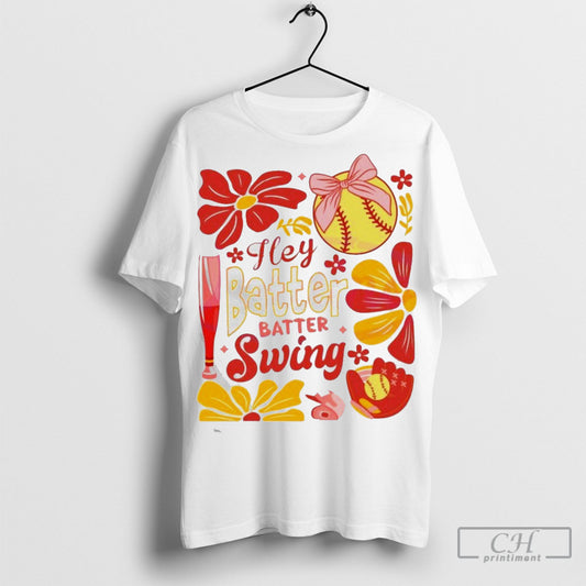 Retro Softball Batter Swing Coquette Flowers Shirt Sweatshirt Poster
