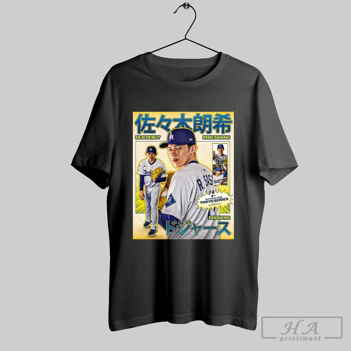 Roki Sasaki Los Angeles Dodgers 2025 Mlb Debut World Tour Tokyo Series Poster T Shirt