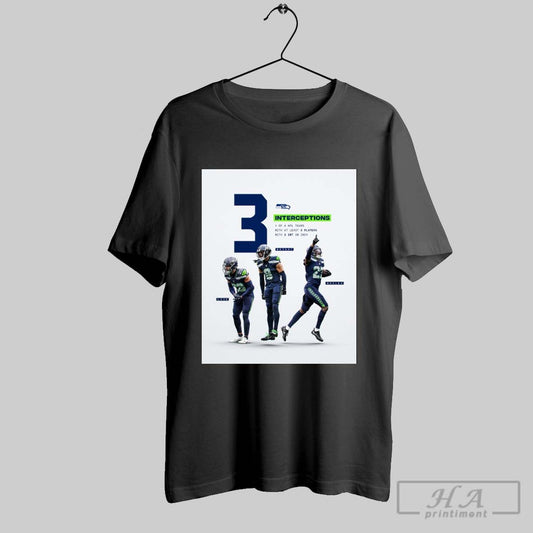 Seattle Seahawks Love Bryant Woolen 3 Interceptions 1 Of 4 Nfl Teams With At Least 3 Players Poster T Shirt